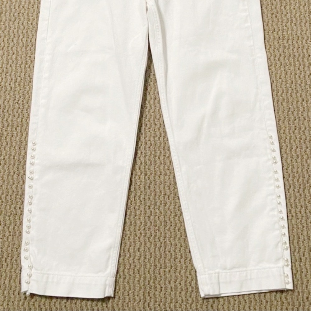 Zara‎ High Waisted White Pearl Denim - Picture 7 of 11